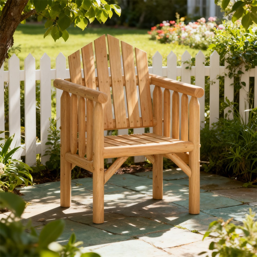 Outdoor Wood Armchair Wooden Patio Dining Chair With Armrests For Various Outdoor Space_voghion.com
